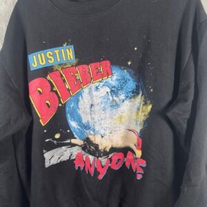 Justin Bieber Anyone Graphic Sweatshirt Black Crewneck 2022 Justice Merch Mens M